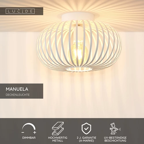 Lucide MANUELA - Deckenleuchte - Ø 39,5 cm - 1xE27 - Weiß - USP